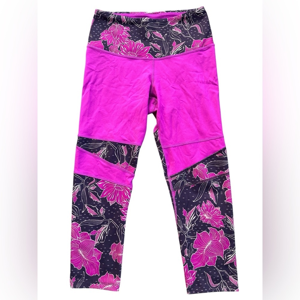 The North Face FlashDry Leggings Womens M Pink Floral Cropped Excellent Athletic
